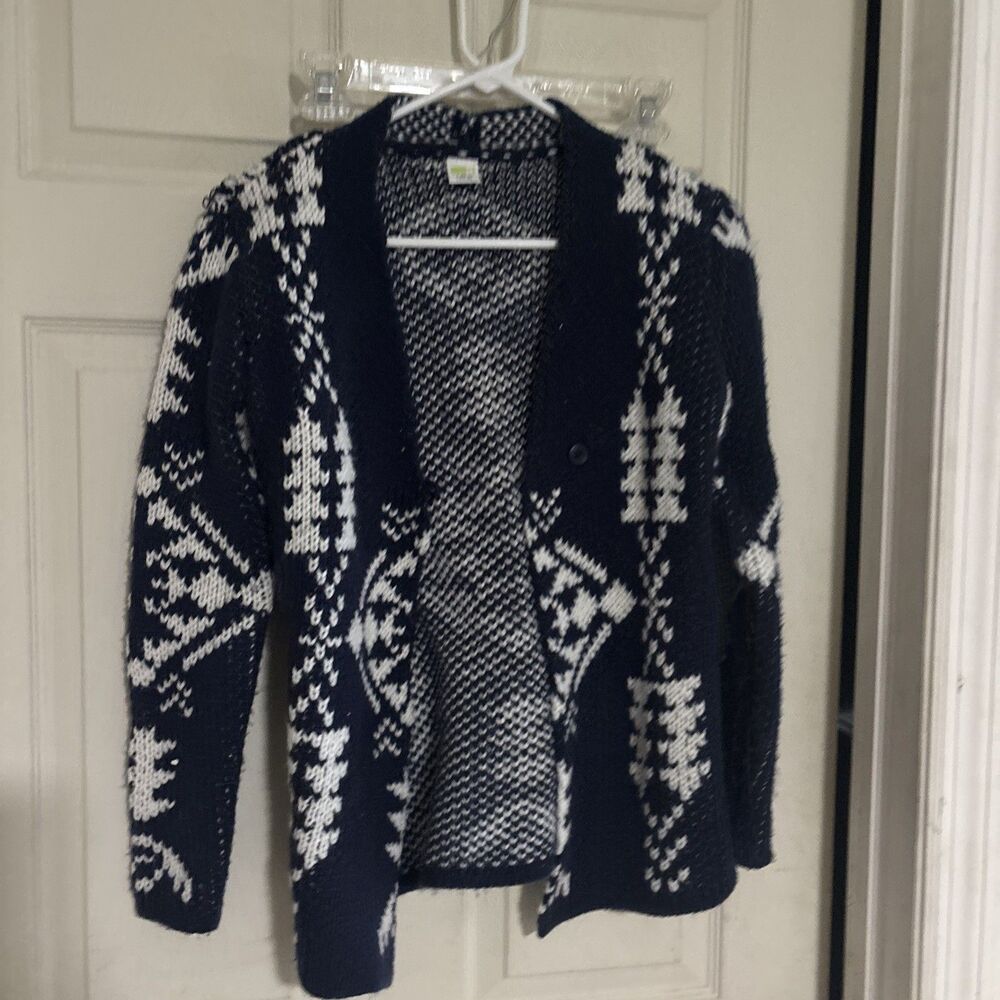Crazy 8 Girls Cardigan Button ~ Large 10/12 Blue Nordic Button Front